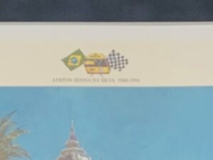 Framed Master of Monaco Senna by Nicholas Watts - Top print border detail