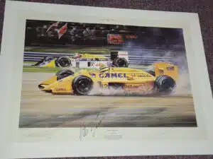 Triple Champion Unframed Watts Print Signed by Senna & Piquet
